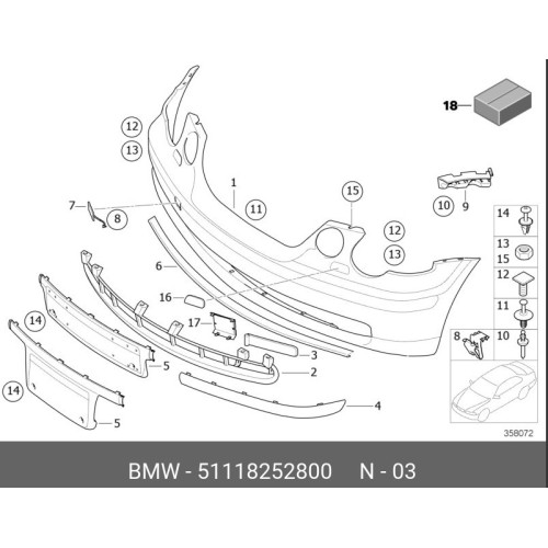 Bmw Cubierta Luz Antiniebla Derecha 51118252800