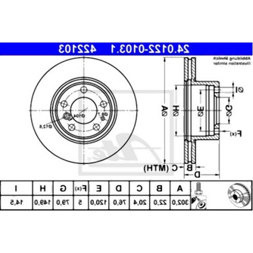BMW E32 E34 Juego de discos de freno de aire delantero 34116756534 ATE