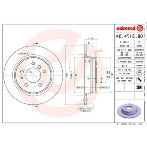 BMW E34 Juego de discos de freno trasero 34211162305 BREMBO