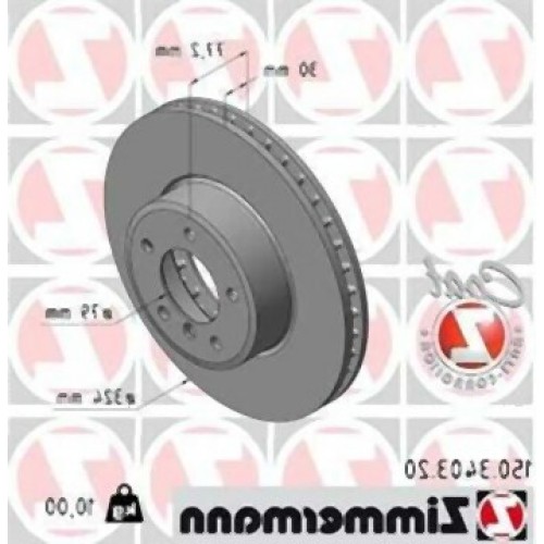 BMW E60 E61 E63 E64 Disco De Freno Delantero Con Juego De Aire 34116864906 ZIMMERMANN