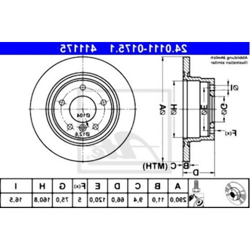 BMW F20 F21 F22 F23 Juego de discos de freno trasero 34216792225 ATE