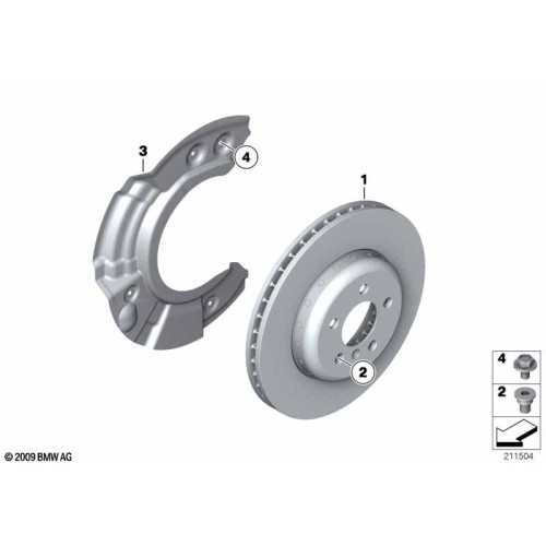 Ventilación de estructura ligera de disco de freno Bmw. Izquierda 34116785669 34116898729